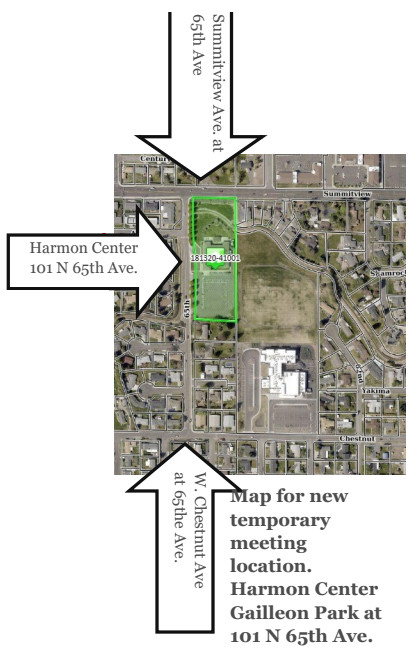 temporary meeting location at Harmon Center